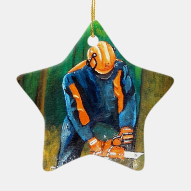 Tree Surgeon Arborist Forester Ceramic Tree Decoration (Front)