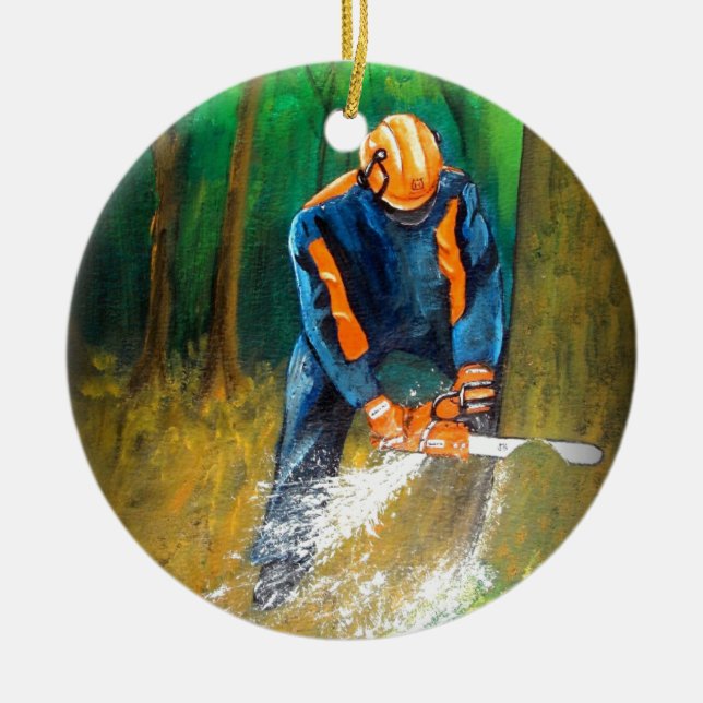 Tree Surgeon Arborist Forester Ceramic Tree Decoration (Front)