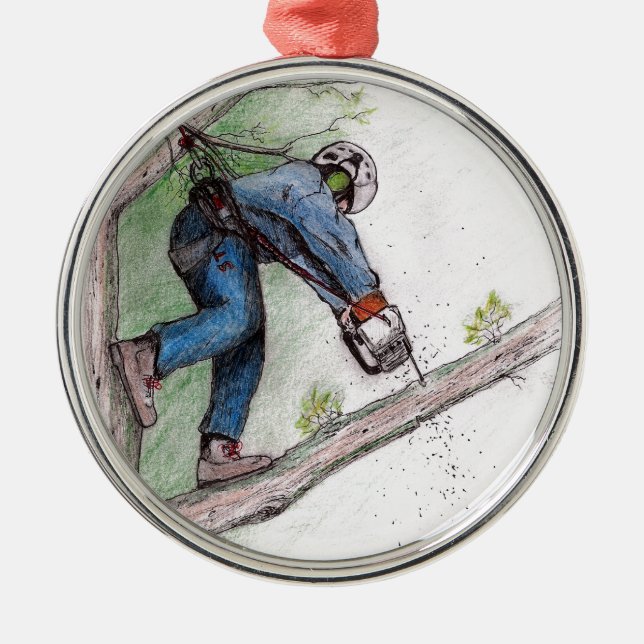 Tree Surgeon Arborist Lumberjack Metal Tree Decoration (Front)