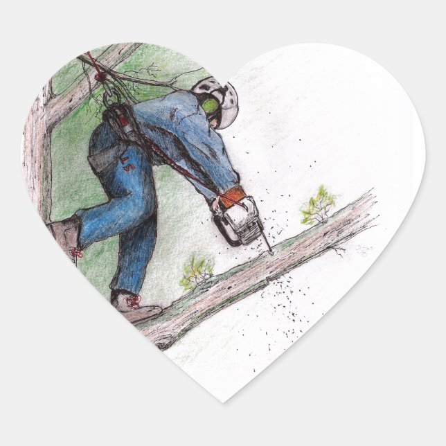 Tree Surgeon Arborist Stihl Heart Sticker (Front)