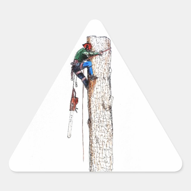 Tree Surgeon Arborist Triangle Sticker (Front)