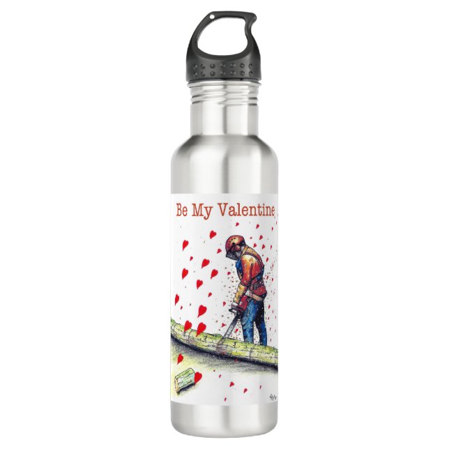 Tree surgeon Arborist Valentine Card 710 Ml Water Bottle (Front)