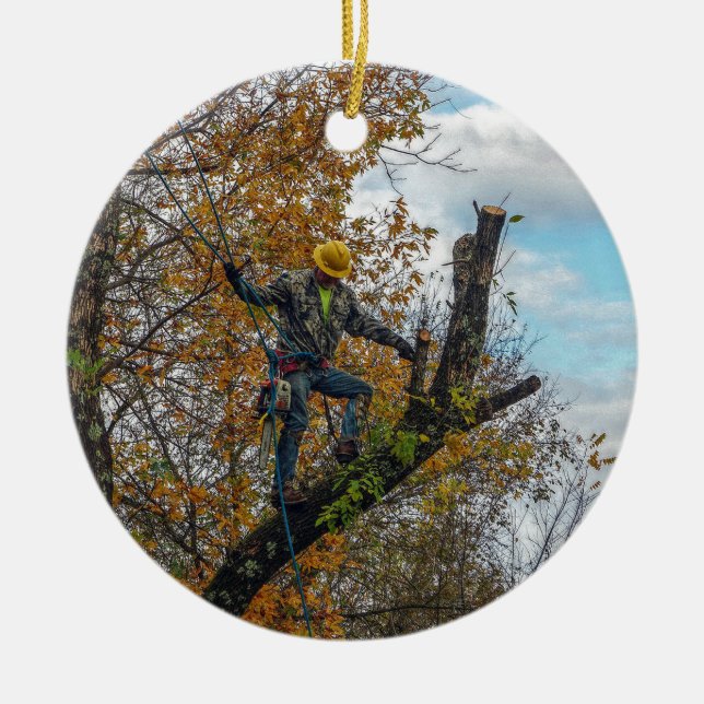 Tree Surgeon Ceramic Tree Decoration (Front)