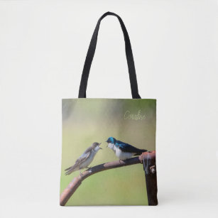 Tree swallow pair tote bag