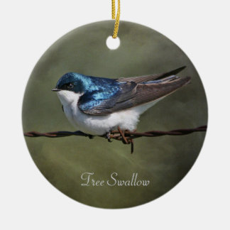 Tree Swallow Round Ceramic Tree Decoration