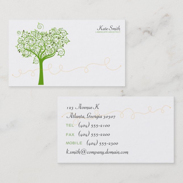 Tree & Swirl Business Card (Front/Back)