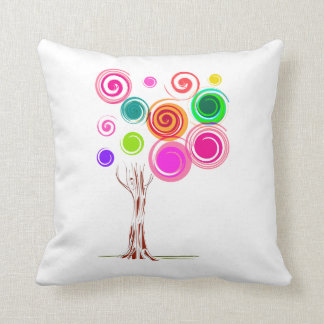 tree swirly foliage colourful cushion