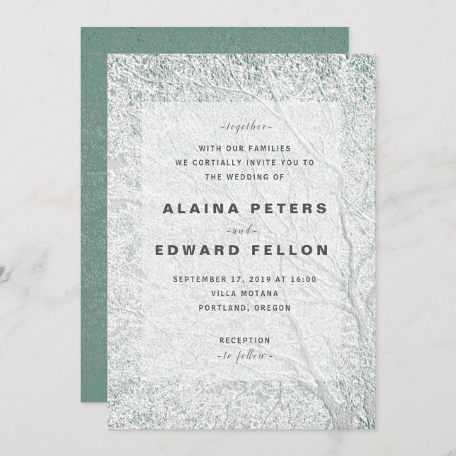 Tree Themed Unique Embossed-Like Wedding © Invitation (Front/Back)
