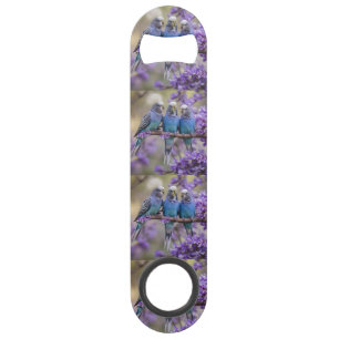 Tree Top Chatter: Blue Budgies In Jacaranda Tree,