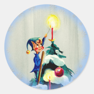 TREE TOP ELF by SHARON SHARPE Classic Round Sticker