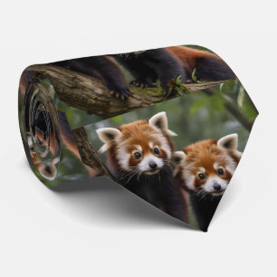 "Tree-top Explorers: Baby Red Pandas Looking Out Tie