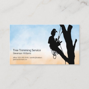 Tree Trimmer Working Nature Landscaping Business Card