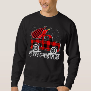 Tree Truck Buffalo Plaid Christmas Pajama Matching Sweatshirt