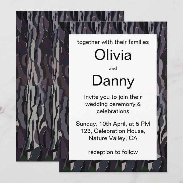 Tree Trunk Background Nature Wedding Invitation (Front/Back)