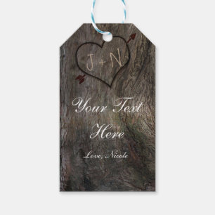 Tree Trunk + Carved Heart Rustic Gift Tag