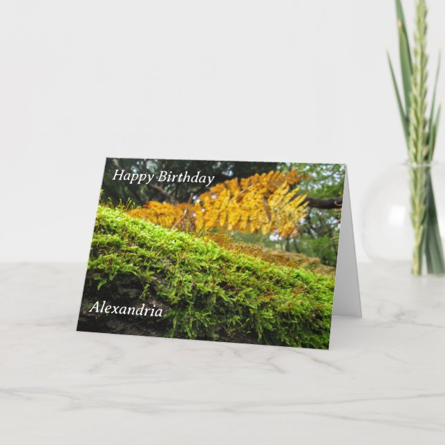 Tree Trunk in Lush Moss - Custom Birthday Card (Front)