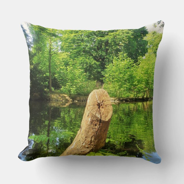 Tree Trunk Nature Photography Lake Park Cushion (Front)