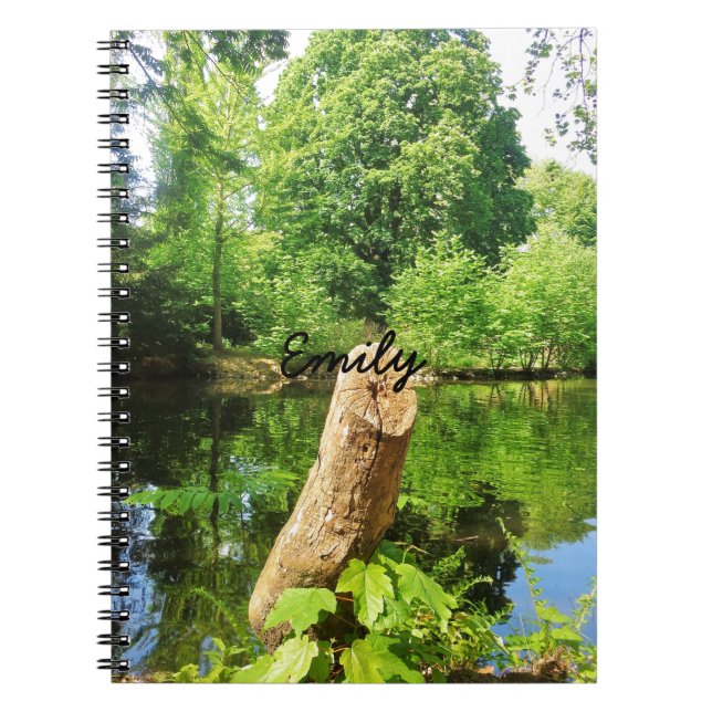 Tree Trunk Nature Photography Lake Park Spiral Notebook (Front)