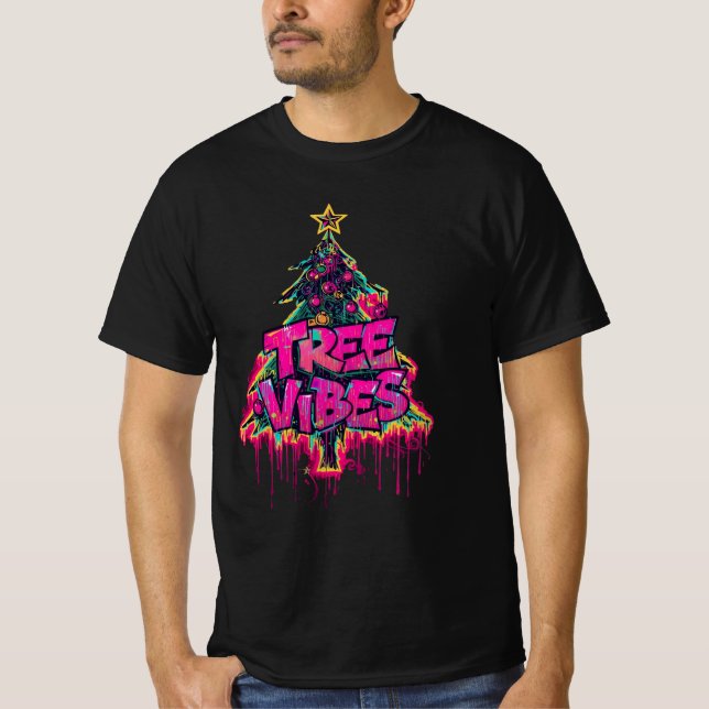 Tree Vibes – Graffiti Christmas Tree Design T-Shirt (Front)