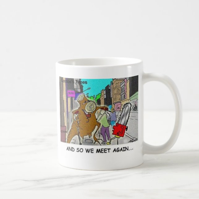 Tree Vs Chain Saw Funny Rick London Gifts Coffee Mug (Right)
