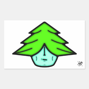 Tree warrior (cartoon like face) v1 square sticker