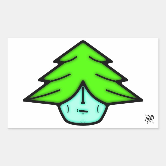 Tree Warrior Cartoon Nature Creature Rectangular Sticker (Front)