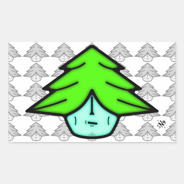 Tree Warrior Cartoon Nature Creature Rectangular Sticker (Front)