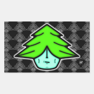 Tree Warrior Cartoon Nature Creature Rectangular Sticker