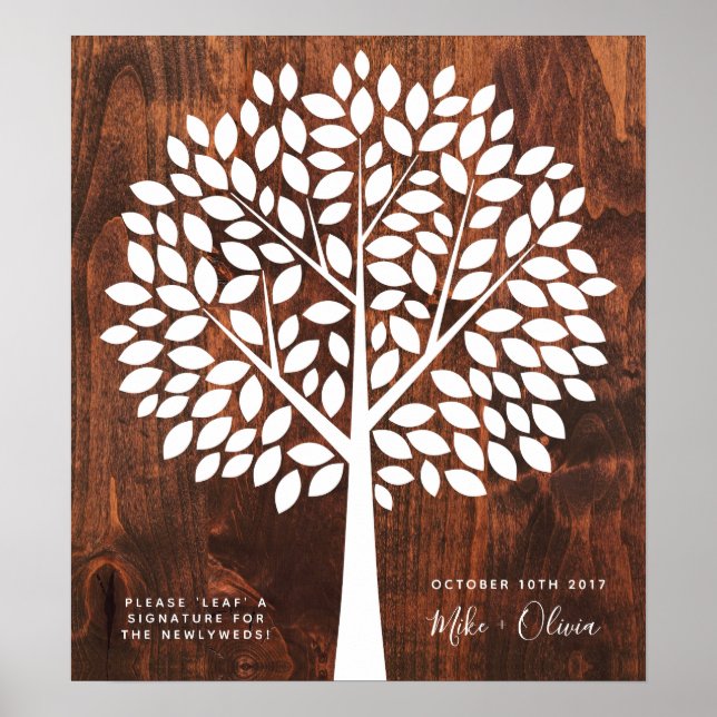 Tree Wedding Guest Book Alternative |  130 Leaves (Front)