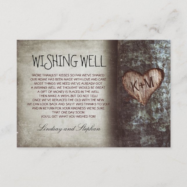 tree wedding wishing well rustic cards (Front)