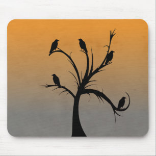 Tree with Crows Mouse Pad