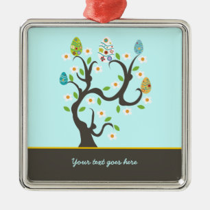 Tree with Easter eggs and flowers custom ornament