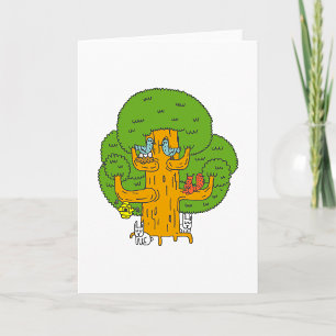 Tree with Forest Animals Cute Nature  Card