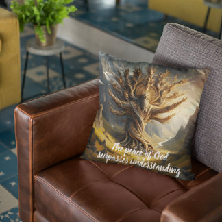 Tree with Gods peace surpasses all Cushion