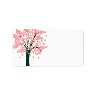 Tree with Pink Flowers Label