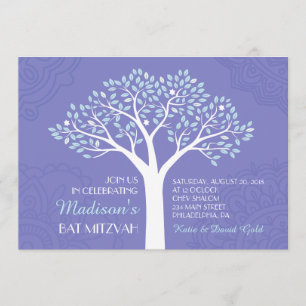 TREE WITH STARS Bat Mitzvah Invitation