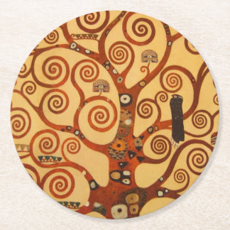 Tree with Swirling Branches Round Paper Coaster