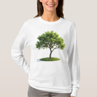 Tree with thin branches and green leaves T-Shirt