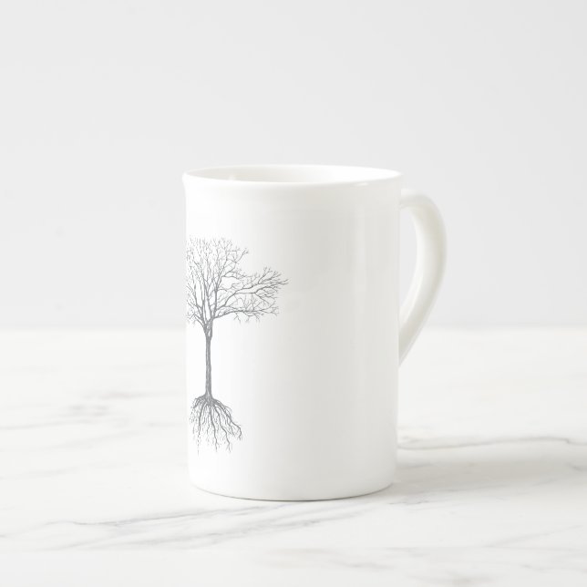 Tree without leaves bone china mug (Front Right)