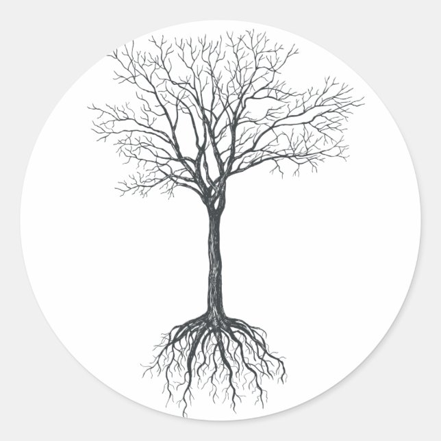 Tree without leaves classic round sticker (Front)