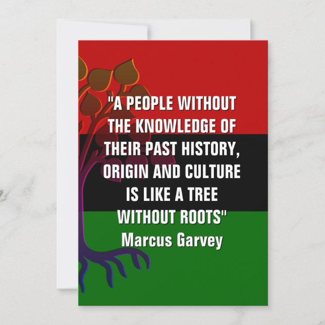 TREE WITHOUT ROOTS Marcus Garvey Black History Card (Front)