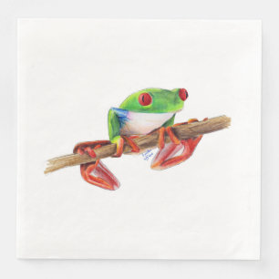 Treefrog tree frog cute animal illustration drawin napkin