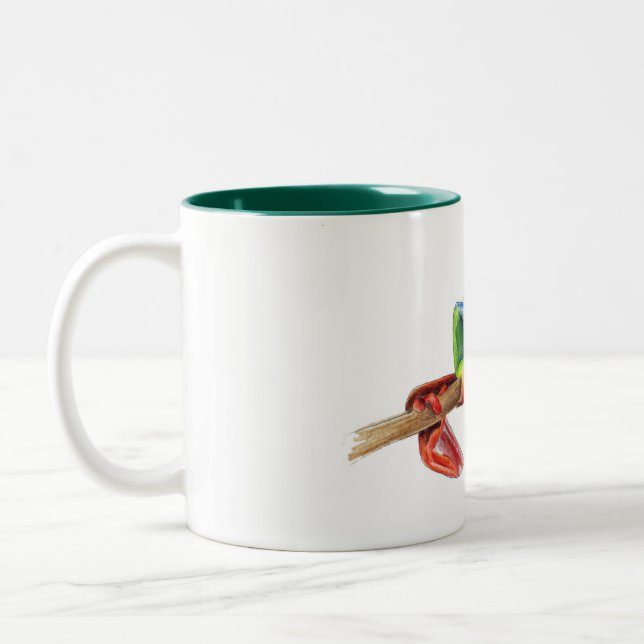 Treefrog tree frog cute animal illustration drawin Two-Tone coffee mug (Left)