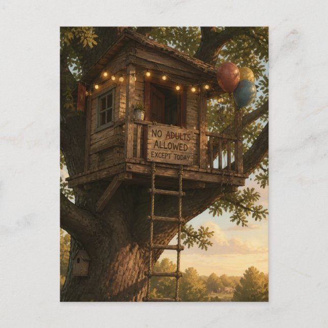 Treehouse Adults Today Only Greeting Mail Postcard (Front)
