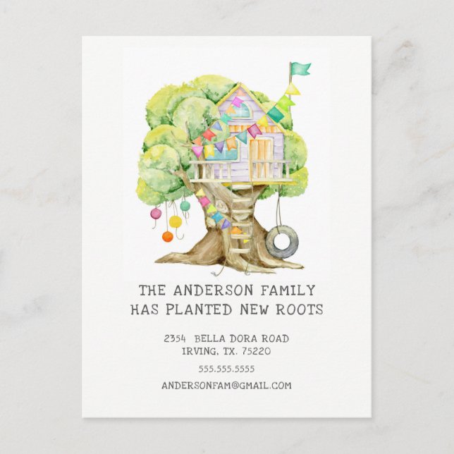 Treehouse Moving Announcement Post Card (Front)
