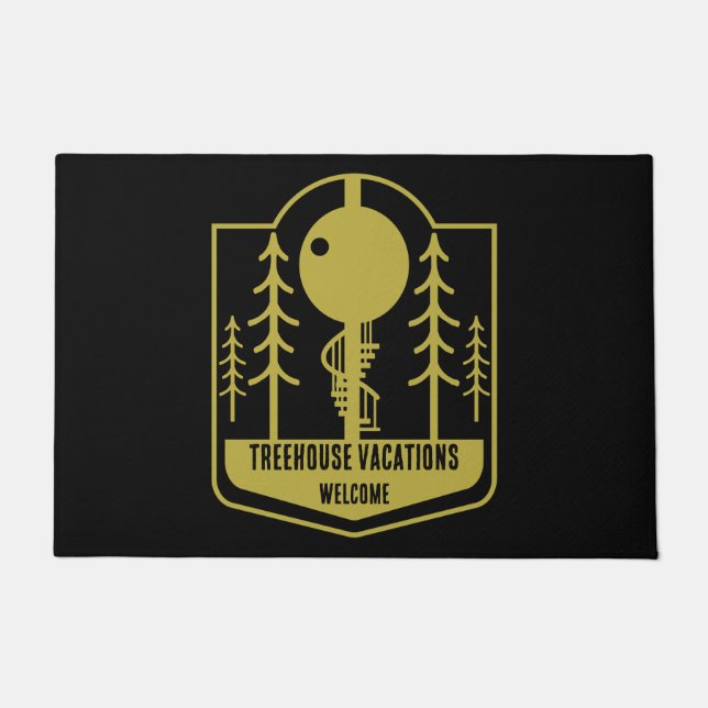Treehouse Vacation Holidays Doormat (Front)