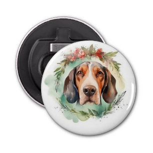 Treeing Walker Christmas Wreath Festive Pup Bottle Opener