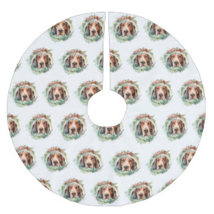Treeing Walker Christmas Wreath Festive Pup Brushed Polyester Tree Skirt