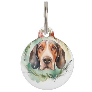 Treeing Walker Christmas Wreath Festive Pup Pet Tag