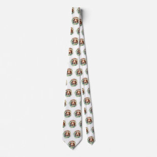 Treeing Walker Christmas Wreath Festive Pup  Tie